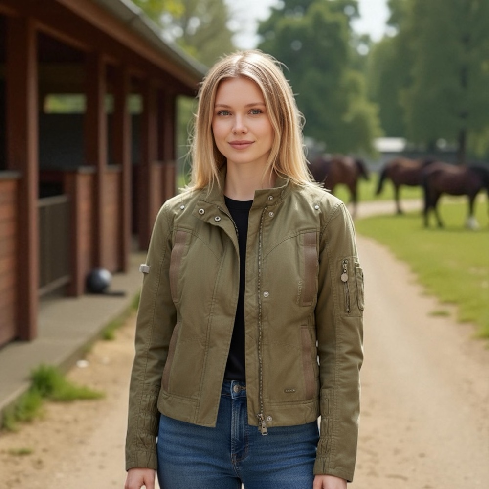 Gersemi Olive Green Equestrian Riding Jacket L | Quilted Utility Barn Field Coat